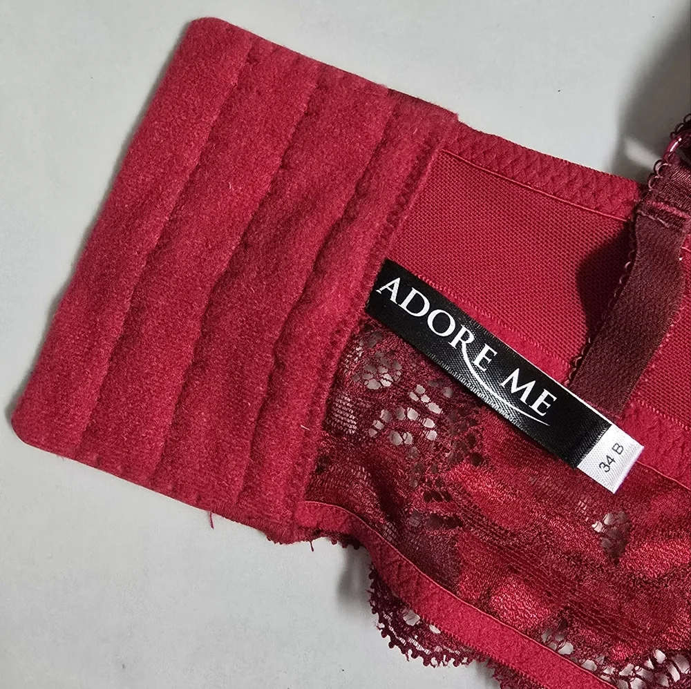 Adore Me Lace Underwire Longline Bra - Red - 34B